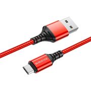 Кабель USB - MicroUSB Borofone BX54, 2.4A, 1м, плетёный, красный