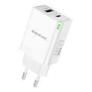 Адаптер Сетевой - Borofone BN16, 1USB/1USB-C/QC3.0/PD45W белый
