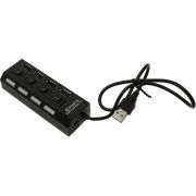 Разветвитель HUB > USB Smartbuy 4 порта SBHA-7204-B с выключателями чёрный
