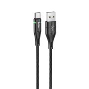 Кабель USB - Type-C Hoco U93, 3A, 1м, силиконовый, индикатор, чёрный