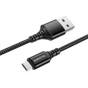 Кабель USB - MicroUSB Borofone BX54, 2.4A, 1м, плетёный, чёрный