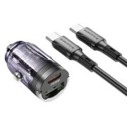 Адаптер Автомобильный с кабелем Type-C/Type-C - Borofone BZ29A, 1USB-C/PD36W фиолетовый