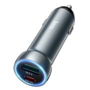 Адаптер Автомобильный - Hoco Z54A, 1USB/1USB-C/QC3.0/PD30W длинный корпус серый