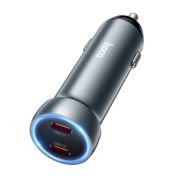 Адаптер Автомобильный - Hoco Z54B, 2USB-C/PD30W длинный корпус серый