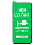 Защитное стекло для Samsung S21 FE чёрное керамическое Ceramic тех.пак.