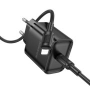 Адаптер Сетевой с кабелем Lightning/Type-C - Borofone BA84A, 1USB-C/PD20W чёрный