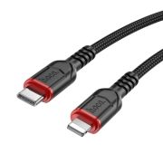 Кабель Type-C - Lightning Hoco X59, 3A/PD20W, D4.4мм, 3м, чёрный