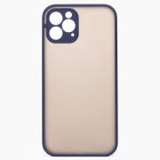 Чехол iPh 12 Pro Max пластик с защитой камеры синий