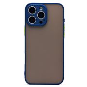 Чехол iPh 16 Pro Max пластик с защитой камеры синий