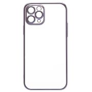 Чехол iPh 11 Pro пластик с защитными линзами на камере прозрачный синий