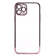 Чехол iPh 11 Pro пластик с защитными линзами на камере прозрачный розовый