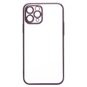 Чехол iPh 11 Pro пластик с защитными линзами на камере прозрачный фиолетовый