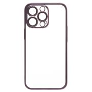 Чехол iPh 13 Pro Max пластик с защитными линзами на камере прозрачный фиолетовый