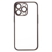Чехол iPh 13 Pro пластик с защитными линзами на камере прозрачный чёрный