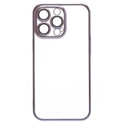 Чехол iPh 13 Pro пластик с защитными линзами на камере прозрачный синий