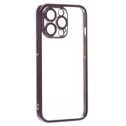Чехол iPh 13 Pro пластик с защитными линзами на камере прозрачный фиолетовый