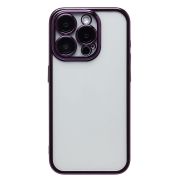 Чехол iPh 15 Pro пластик с защитными линзами на камере прозрачный фиолетовый