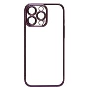 Чехол iPh 16 Pro Max пластик с защитными линзами на камере прозрачный фиолетовый