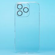 Чехол iPh 16 Pro пластик с защитными линзами на камере прозрачный