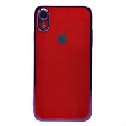 Чехол iPh XR пластик с защитными линзами на камере прозрачный фиолетовый