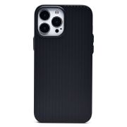 Чехол iPh 13 Pro Max пластик с защитой камеры рифлёный однотонный чёрный