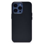 Чехол iPh 13 Pro пластик с защитой камеры рифлёный однотонный чёрный