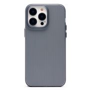 Чехол iPh 14 Pro Max пластик с защитой камеры рифлёный однотонный прозрачный