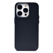 Чехол iPh 14 Pro пластик с защитой камеры рифлёный однотонный чёрный