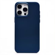 Чехол iPh 15 Pro Max пластик с защитой камеры рифлёный однотонный синий