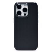Чехол iPh 15 Pro пластик с защитой камеры рифлёный однотонный чёрный