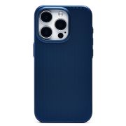 Чехол iPh 15 Pro пластик с защитой камеры рифлёный однотонный синий