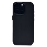 Чехол iPh 16 Pro пластик с защитой камеры рифлёный однотонный чёрный