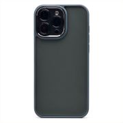 Чехол iPh 16 Pro Max пластик с защитой камеры матовый с контрастной окантовкой серый