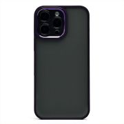 Чехол iPh 16 Pro Max пластик с защитой камеры матовый с контрастной окантовкой фиолетовый