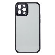Чехол iPh 12 Pro пластик с защитой камеры матовый с контрастной окантовкой чёрный