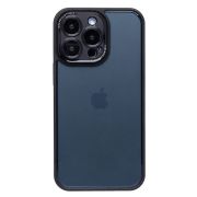 Чехол iPh 13 Pro пластик с защитой камеры матовый с контрастной окантовкой чёрный