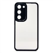Чехол Samsung S23 пластик с защитой камеры матовый с контрастной окантовкой чёрный