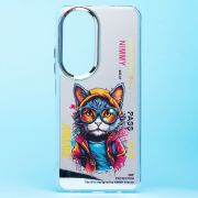 Чехол Honor X7b пластик прозрачный с принтом кот