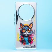 Чехол Honor X9b пластик прозрачный с принтом кот