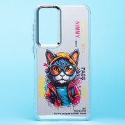 Чехол Samsung A35 пластик прозрачный с принтом кот