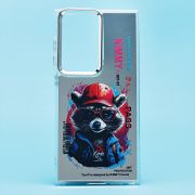 Чехол Samsung S23 Ultra пластик прозрачный с принтом енот