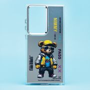 Чехол Samsung S23 Ultra пластик прозрачный с принтом медведь