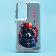 Чехол Samsung S23FE пластик прозрачный с принтом енот