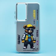Чехол Samsung S23FE пластик прозрачный с принтом медведь