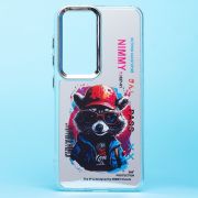 Чехол Samsung S24 пластик прозрачный с принтом енот