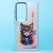 Чехол Samsung S24 пластик прозрачный с принтом кот