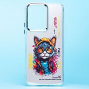 Чехол Xiaomi Redmi 13C 4G/Poco C65 пластик прозрачный с принтом кот