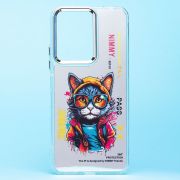 Чехол Xiaomi Redmi 13C 5G/Poco M6 5G пластик прозрачный с принтом кот