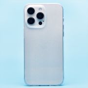 Чехол iPh 15 Pro Max силикон мерцающий прозрачный белый