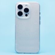Чехол iPh 15 Pro силикон мерцающий прозрачный белый